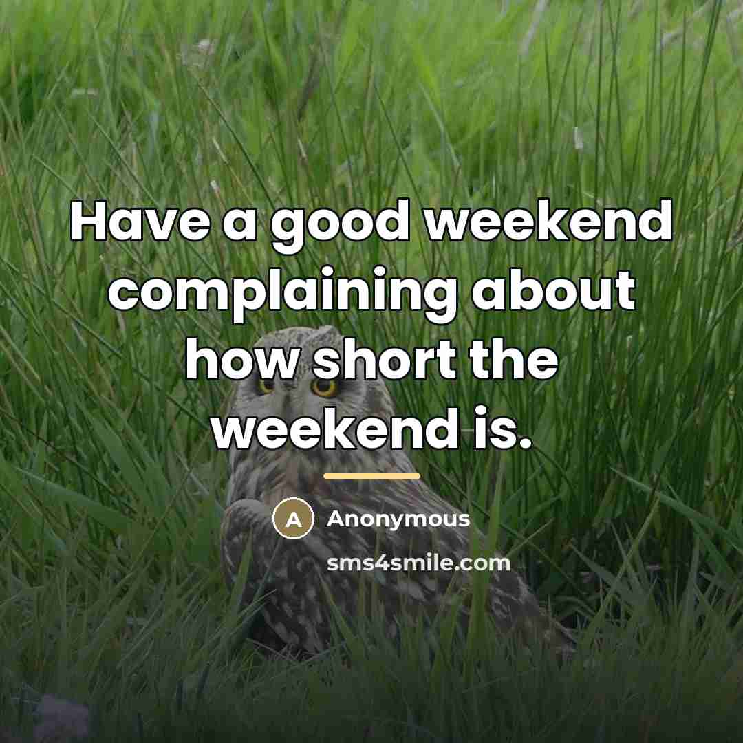 “Have a good weekend complaining about how short the weekend…” quote by Anonymous