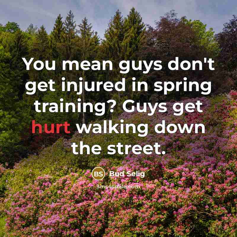“You mean guys don't get injured in spring training? Guys…” quote by Bud Selig