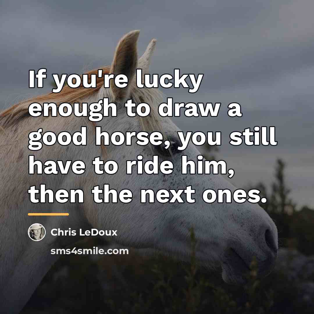 “If you're lucky enough to draw a good horse, you…” quote by Chris LeDoux