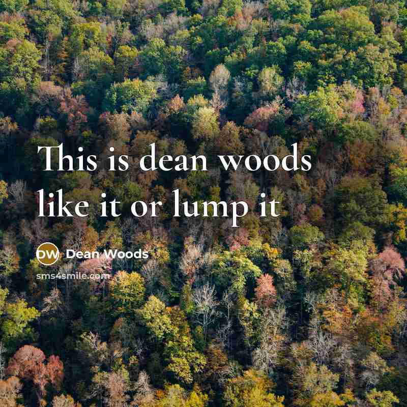“This is dean woods like it or lump it” quote by Dean Woods