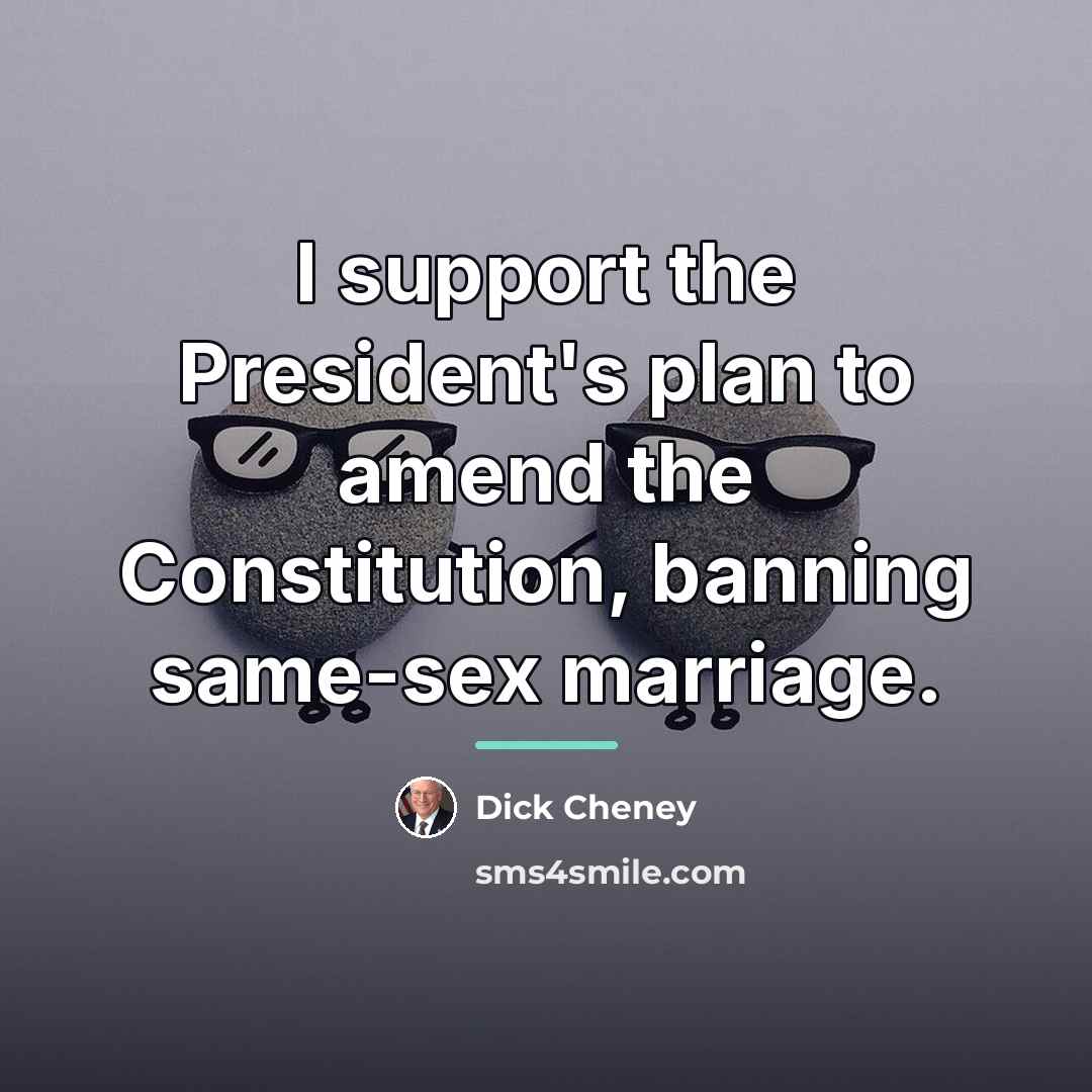 “I support the President's plan to amend the Constitution, banning…” quote by Dick Cheney