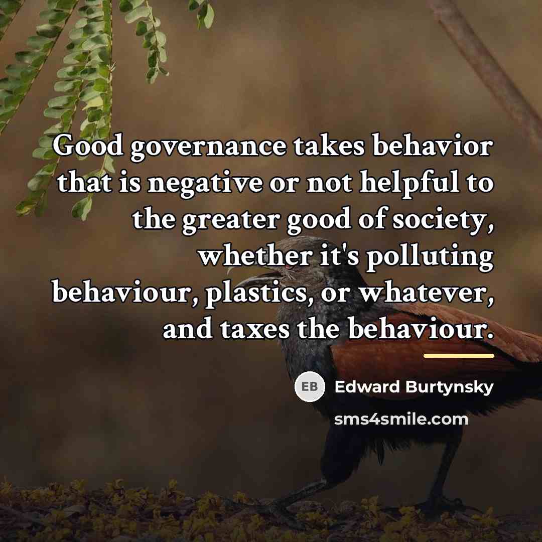 “Good governance takes behavior that is negative or not helpful…” quote by Edward Burtynsky
