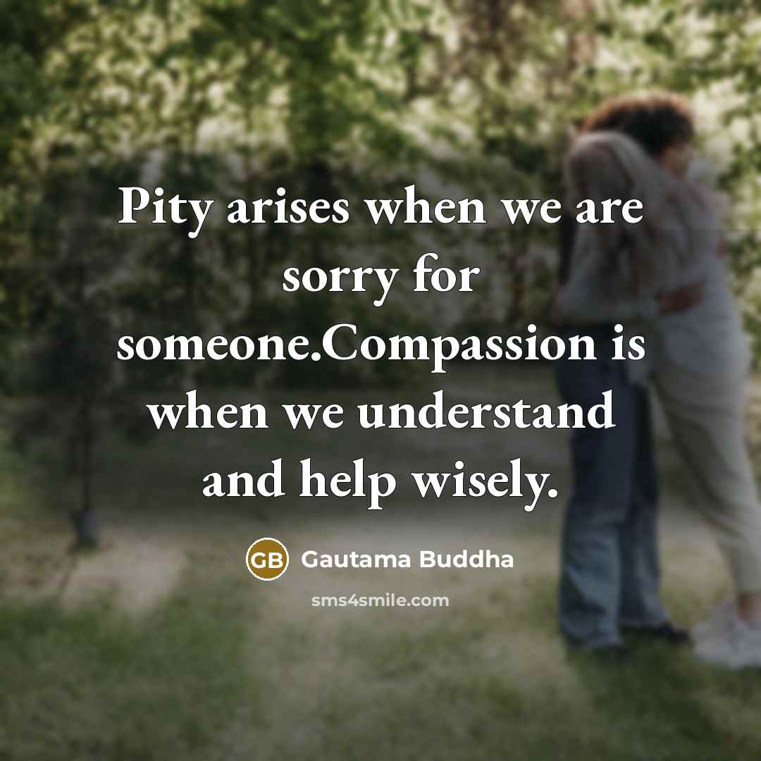 “Pity arises when we are sorry for someone.Compassion is when…” quote by Gautama Buddha