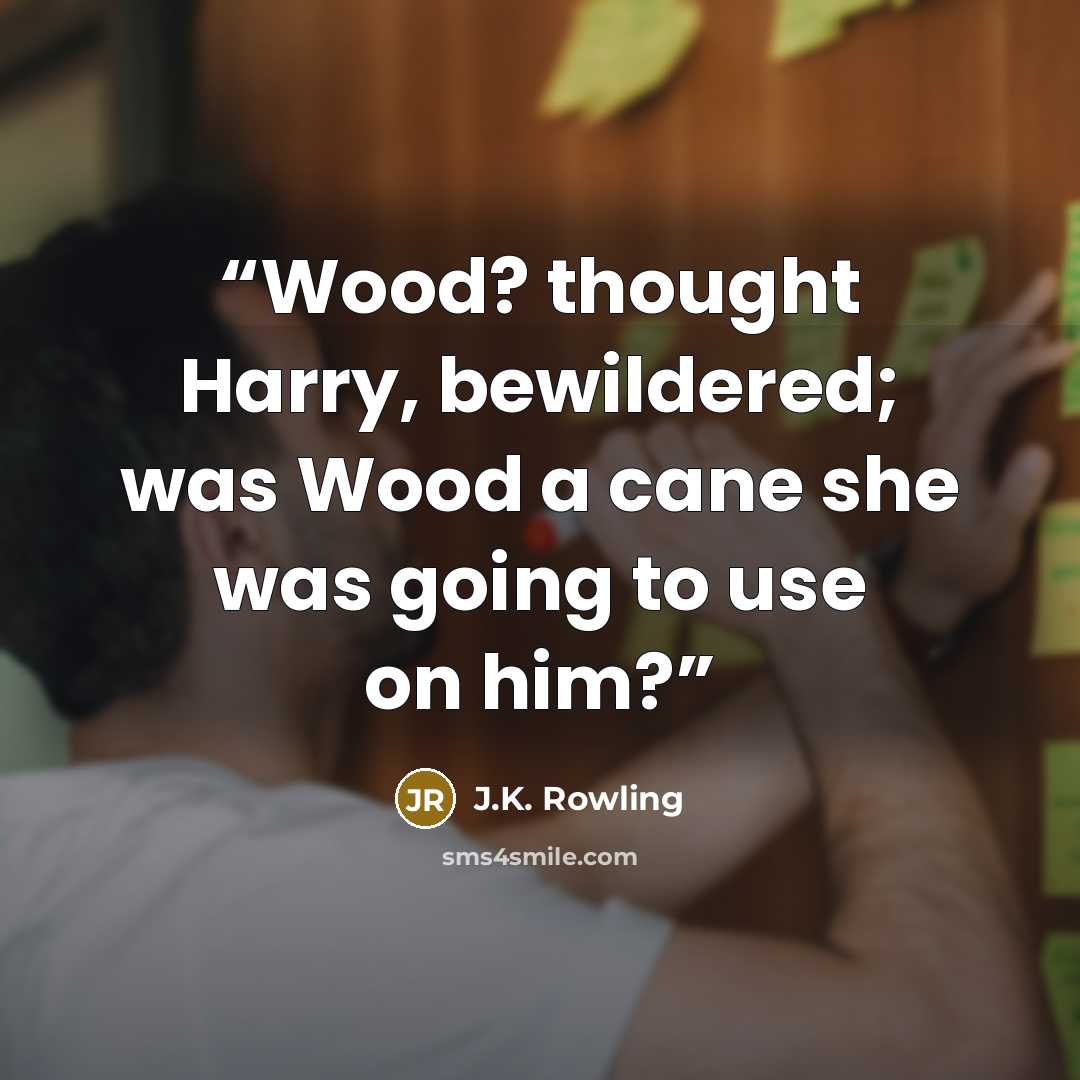 “Wood? thought Harry, bewildered; was Wood a cane she was going to use on him?” quote by J.K. Rowling