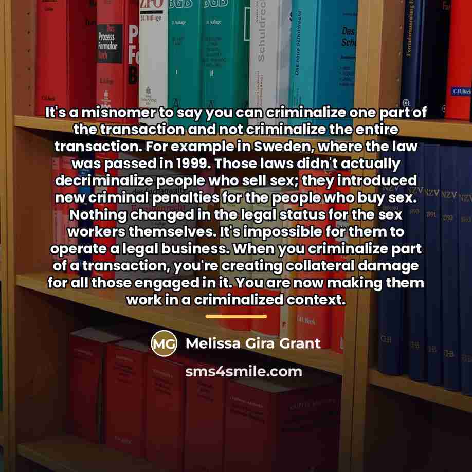 “It's a misnomer to say you can criminalize one part…” quote by Melissa Gira Grant