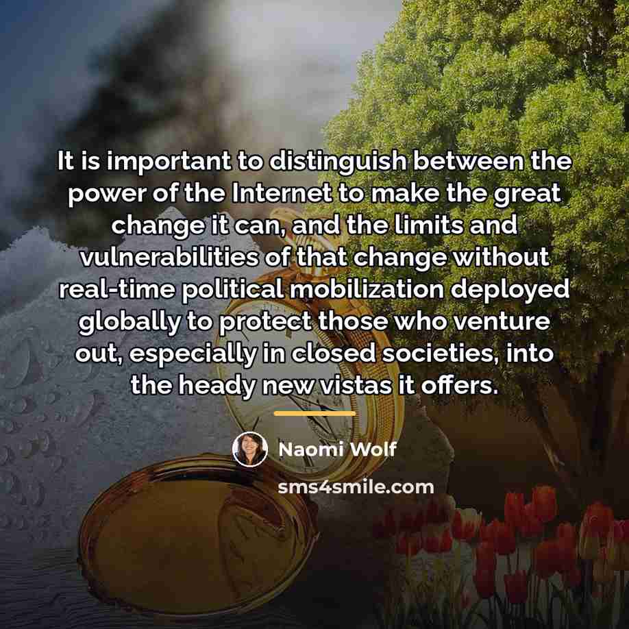 “It is important to distinguish between the power of the…” quote by Naomi Wolf