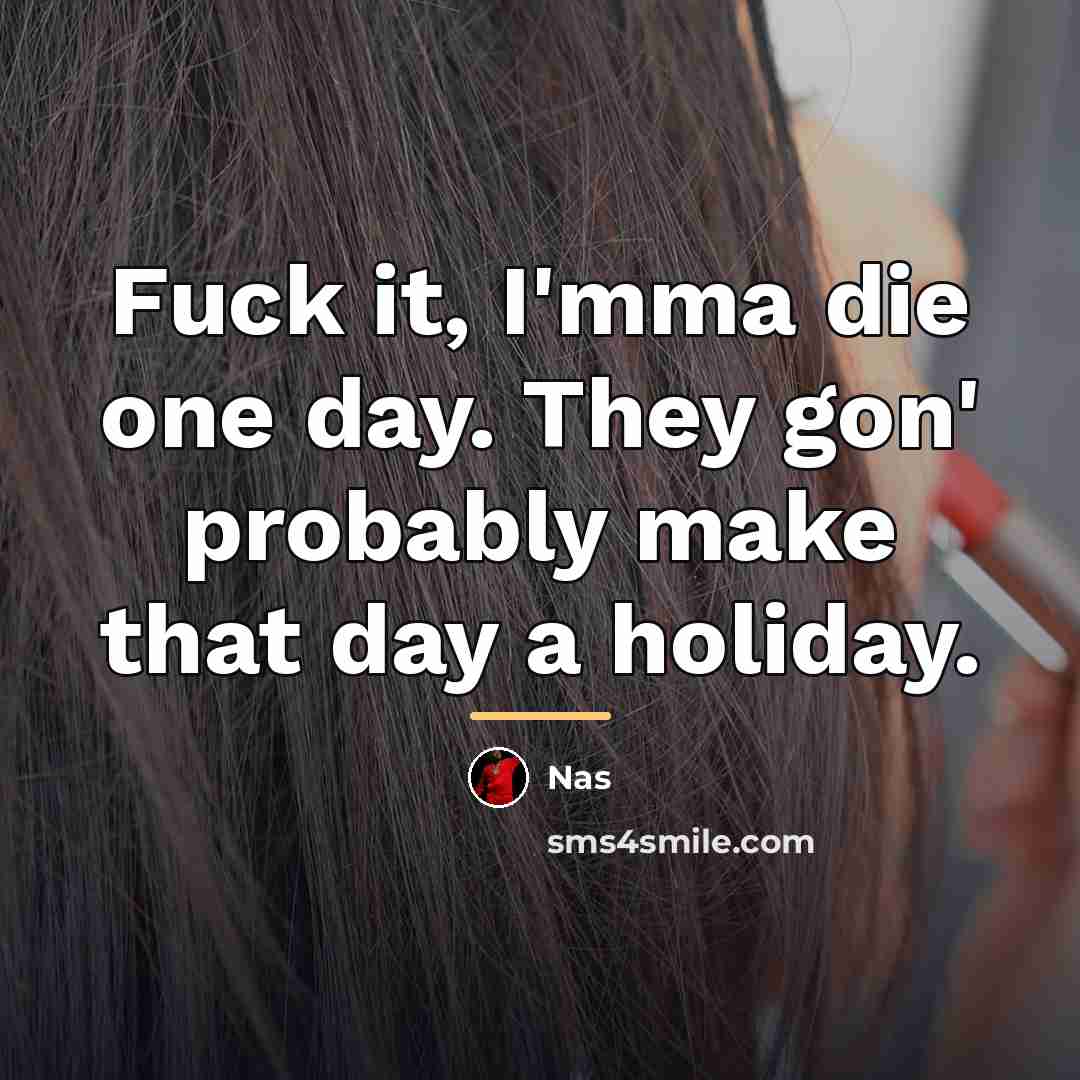 “Fuck it, I'mma die one day. They gon' probably make…” quote by Nas