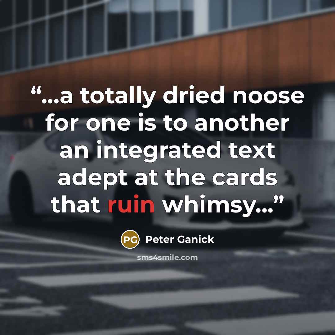 “...a totally dried noose for one is to another an integrated text adept at the cards that ruin whimsy...” quote by Peter Ganick
