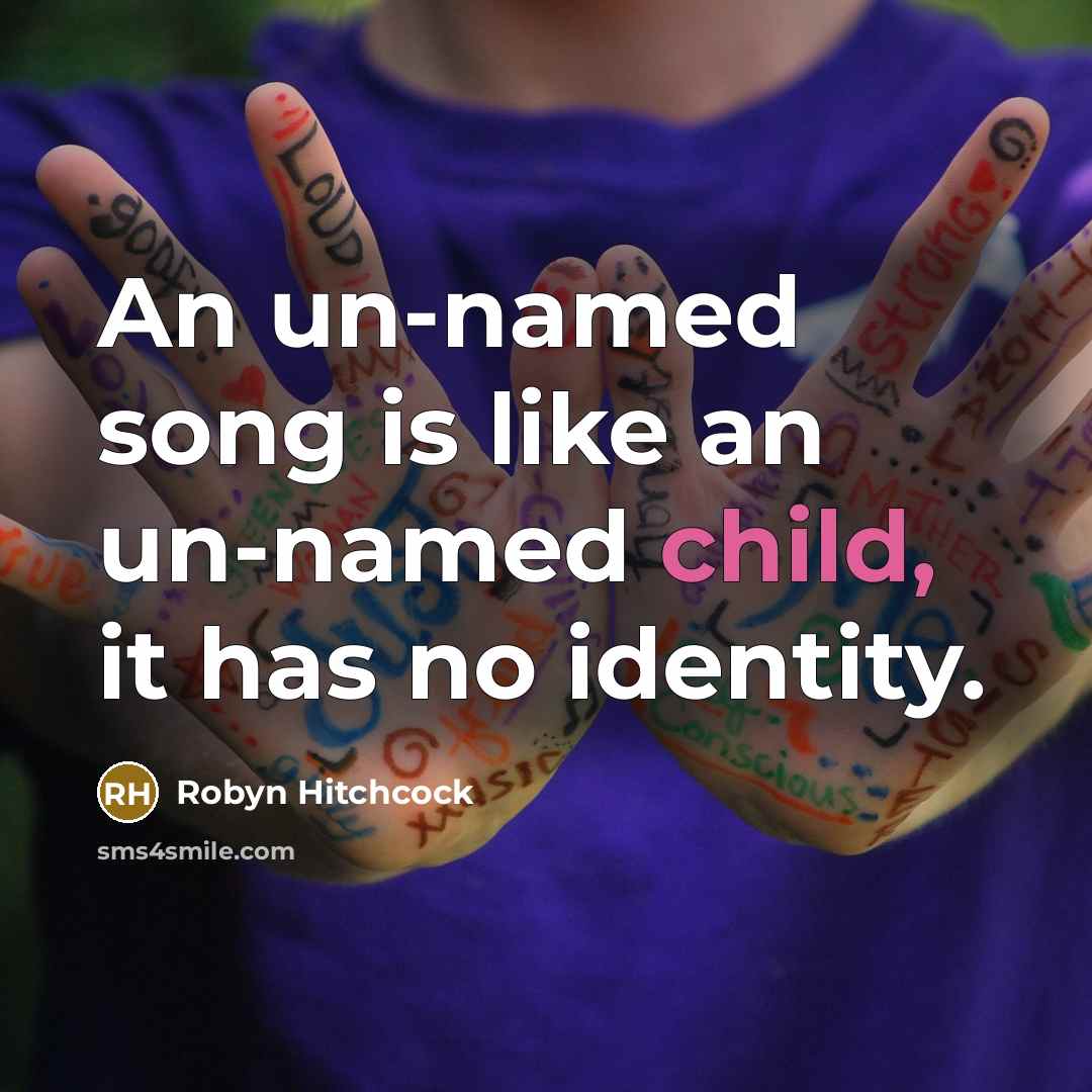 “An un-named song is like an un-named child, it has…” quote by Robyn Hitchcock