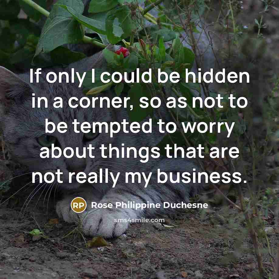“If only I could be hidden in a corner, so…” quote by Rose Philippine Duchesne
