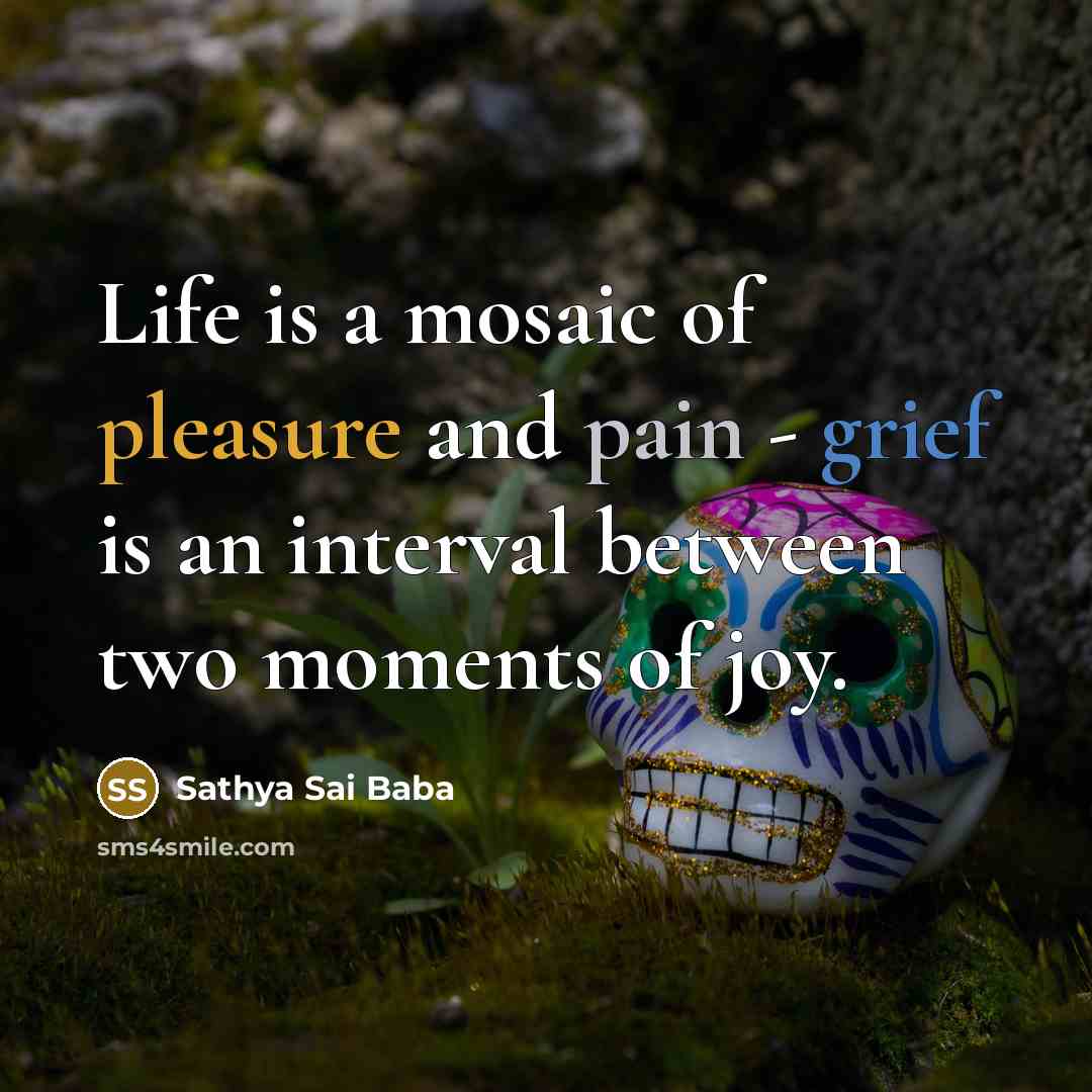 “Life is a mosaic of pleasure and pain - grief…” quote by Sathya Sai Baba