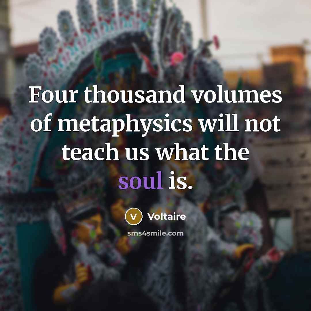 “Four thousand volumes of metaphysics will not teach us what…” quote by Voltaire