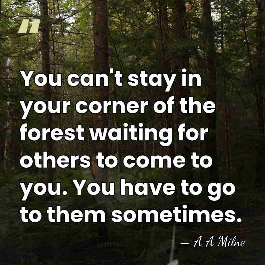 You can't stay in your corner of the forest waiting for others&hellip; - A A Milne