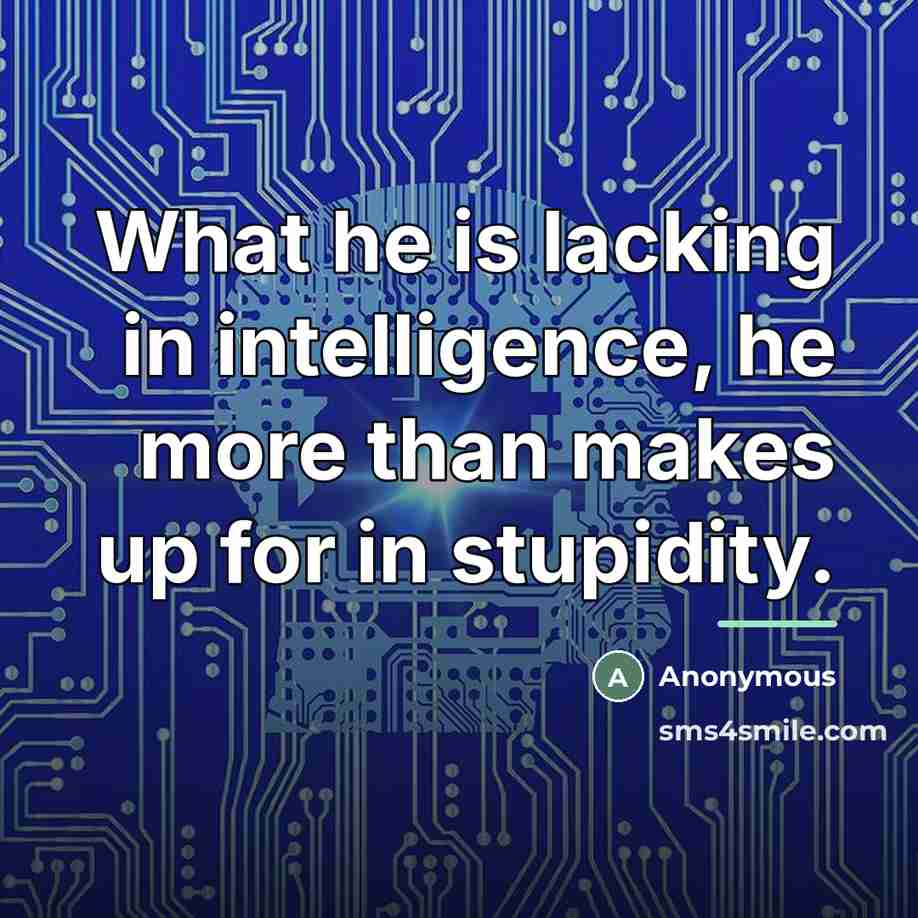 “What he is lacking in intelligence, he more than makes…” quote by Anonymous