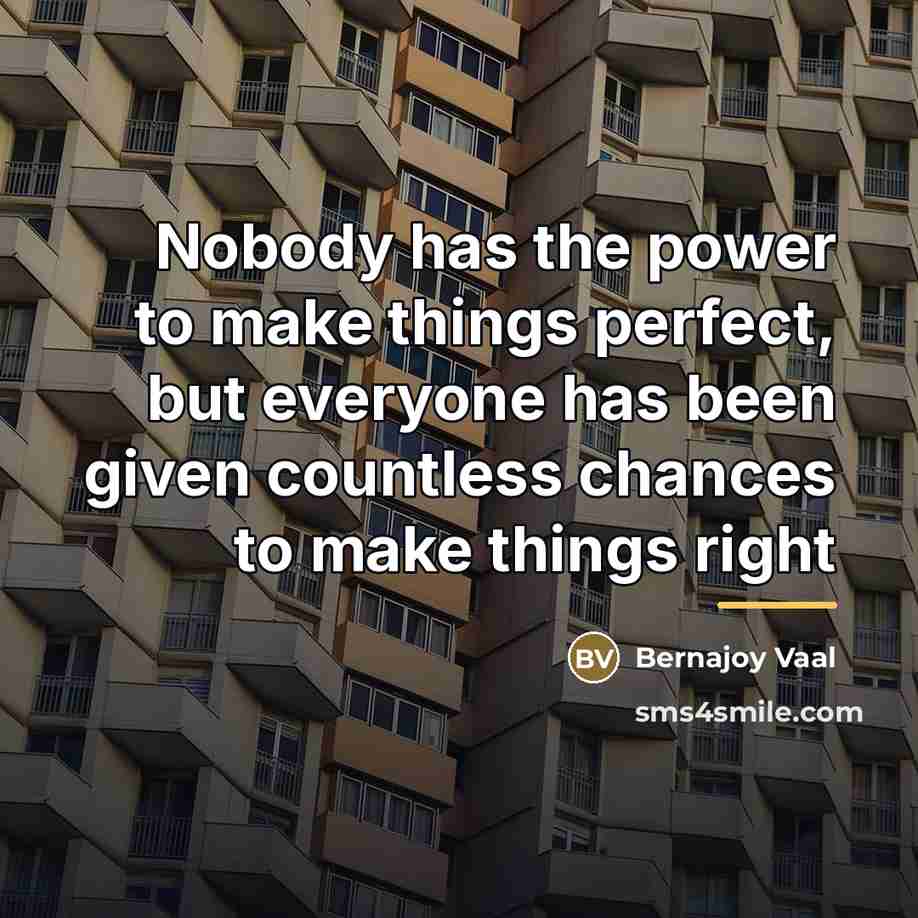 “Nobody has the power to make things perfect, but everyone…” quote by Bernajoy Vaal