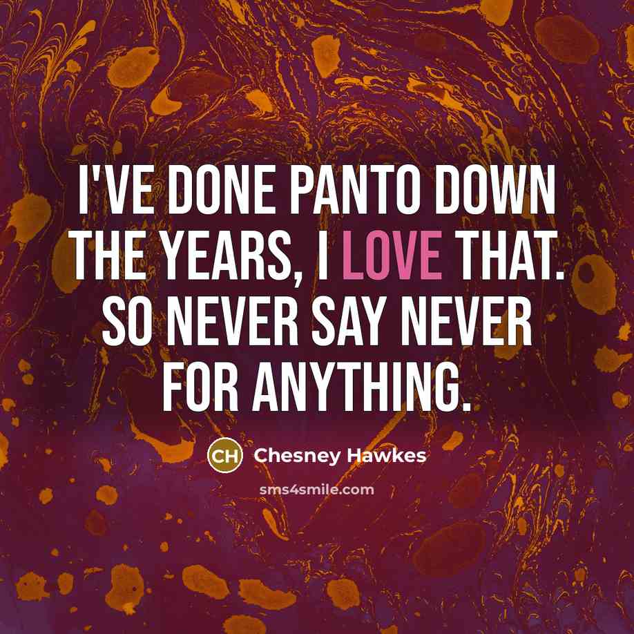 “I've done panto down the years, I love that. So…” quote by Chesney Hawkes