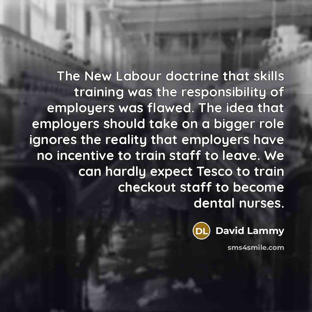 “The New Labour doctrine that skills training was the responsibility…” quote by David Lammy