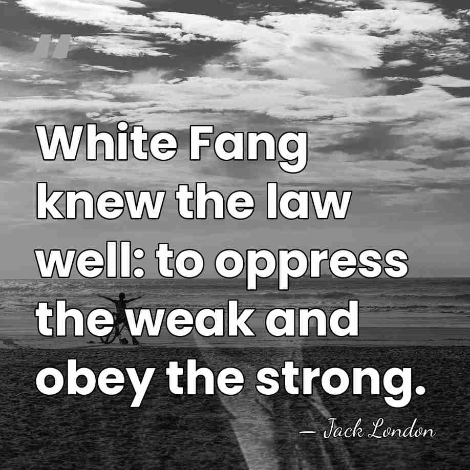 White Fang knew the law well: to oppress the weak and obey&hellip; - Jack London