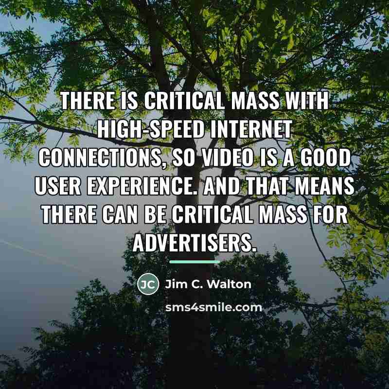 “There is critical mass with high-speed Internet connections, so video…” quote by Anonymous