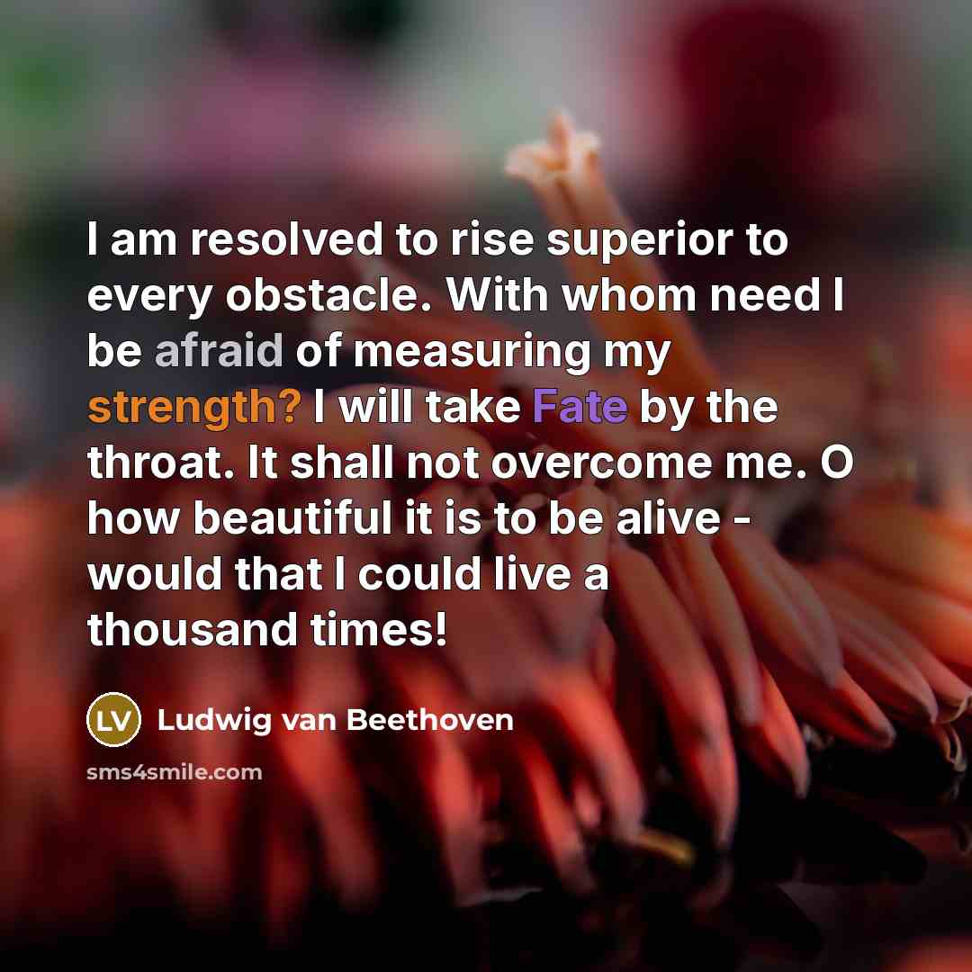 “I am resolved to rise superior to every obstacle. With…” quote by Ludwig van Beethoven