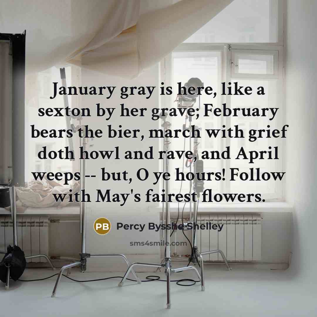 “January gray is here, like a sexton by her grave;…” quote by Percy Bysshe Shelley