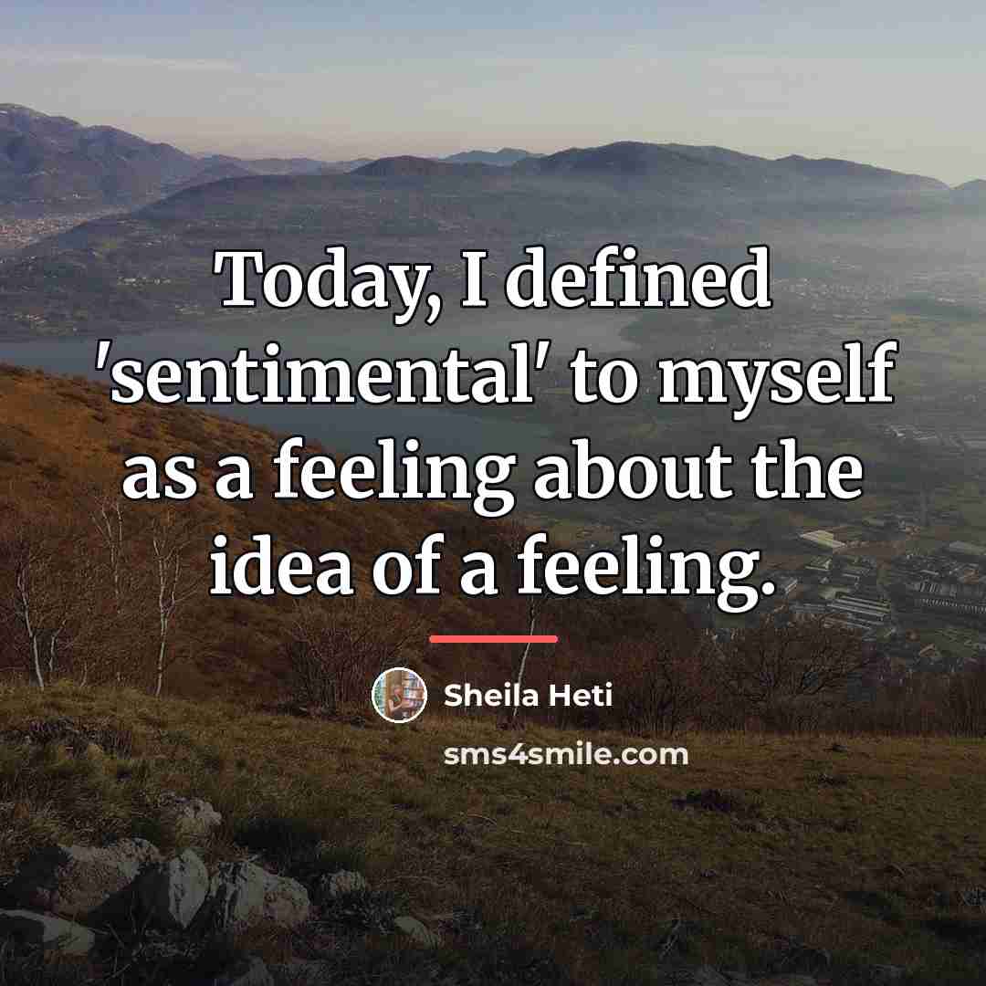 “Today, I defined 'sentimental' to myself as a feeling about…” quote by Sheila Heti