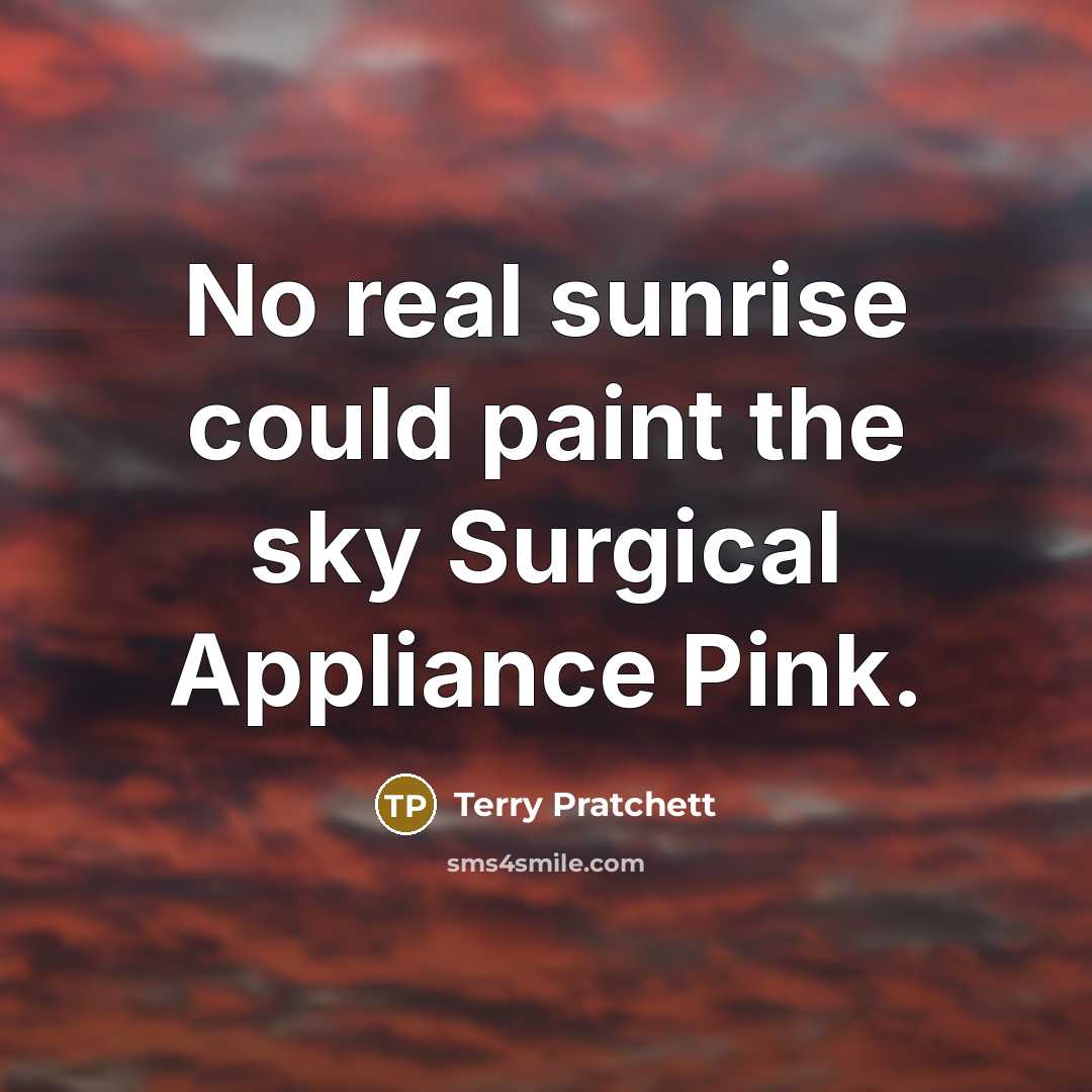 “No real sunrise could paint the sky Surgical Appliance Pink.…” quote by Terry Pratchett