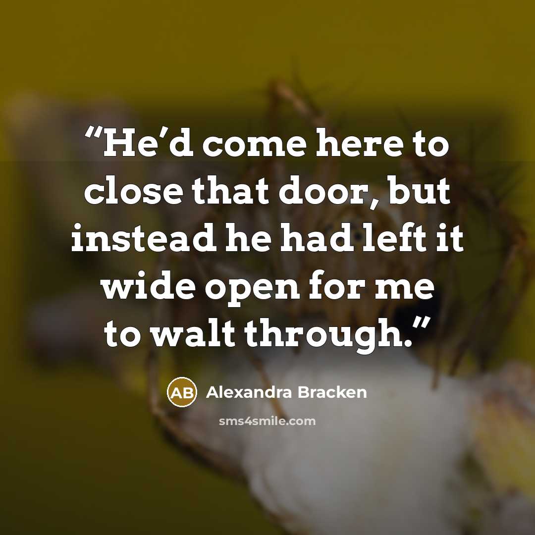 “He’d come here to close that door, but instead he had left it wide open for me to walt through.” quote by Alexandra Bracken