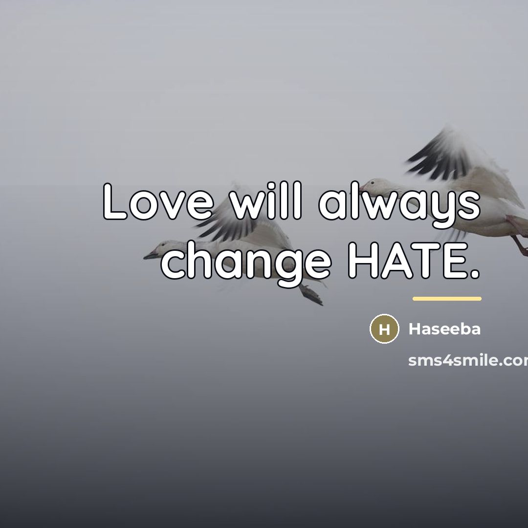 “Love will always change HATE.…” quote by Haseeba