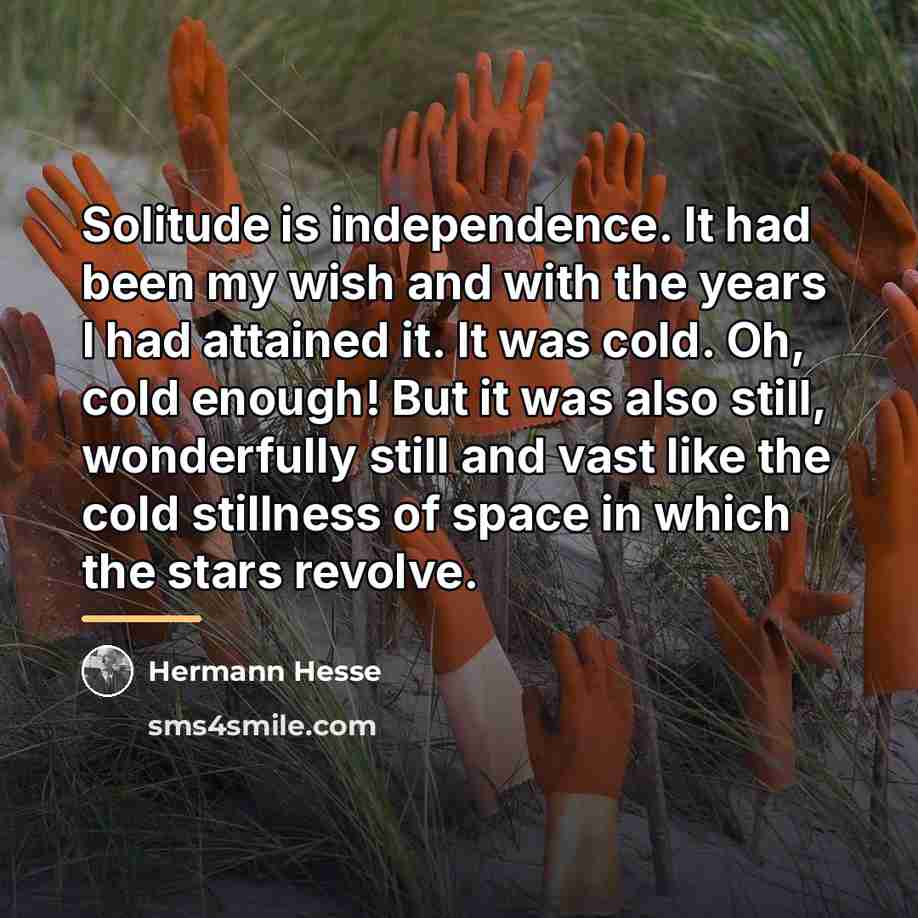 “Solitude is independence. It had been my wish and with…” quote by Hermann Hesse