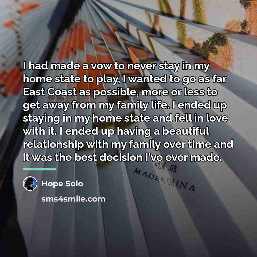 “I had made a vow to never stay in my…” quote by Hope Solo