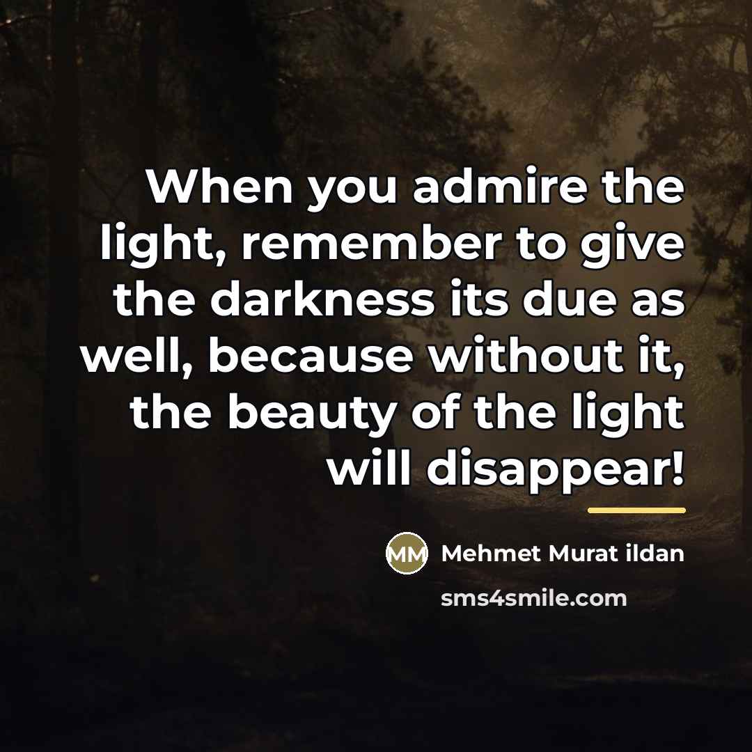 “When you admire the light, remember to give the darkness…” quote by Mehmet Murat Ildan