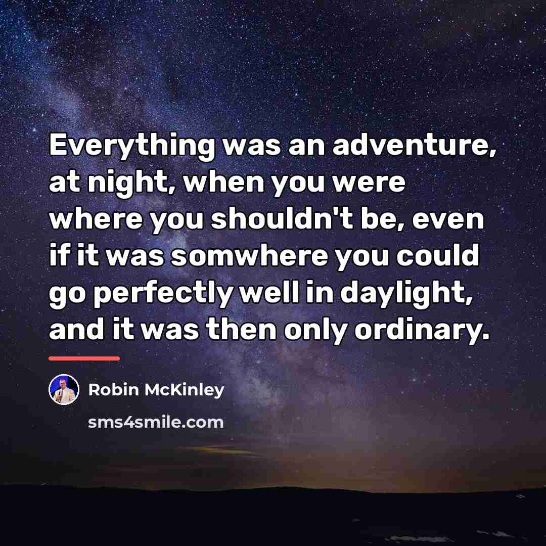 “Everything was an adventure, at night, when you were where…” quote by Robin McKinley