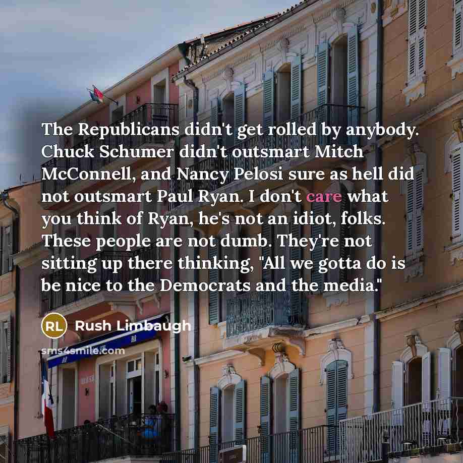 “The Republicans didn't get rolled by anybody. Chuck Schumer didn't…” quote by Rush Limbaugh