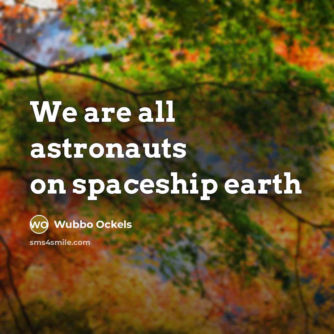 “We are all astronauts on spaceship earth…” quote by Wubbo Ockels