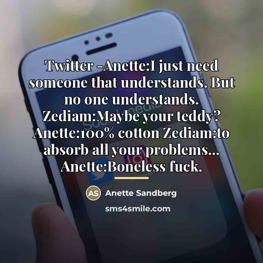 “Twitter -Anette:I just need someone that understands. But no one…” quote by Anette Sandberg