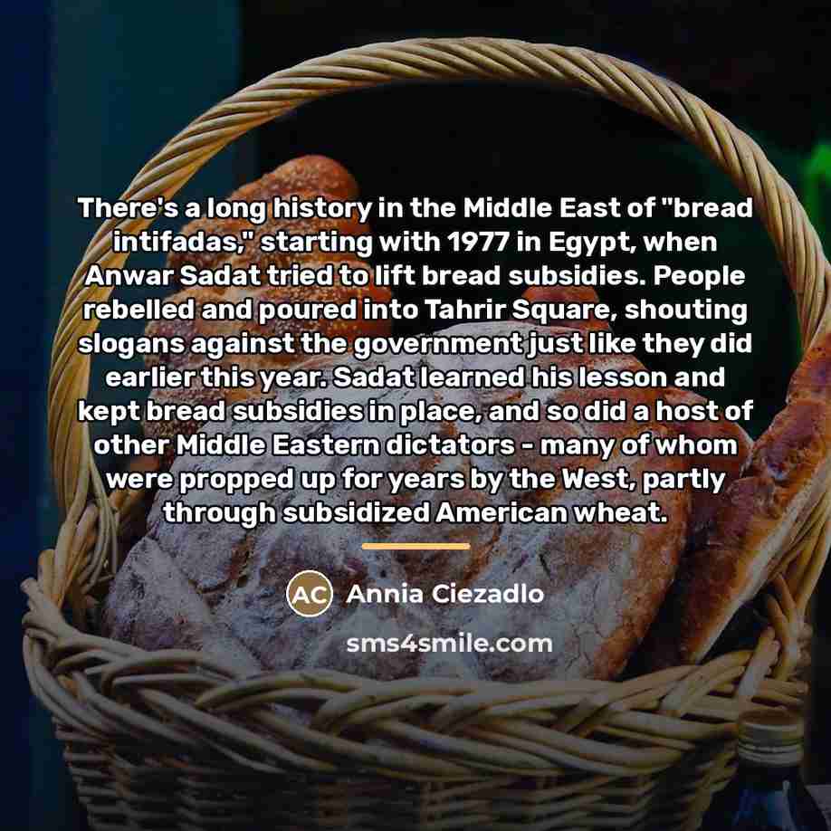 “There's a long history in the Middle East of "bread…” quote by Annia Ciezadlo