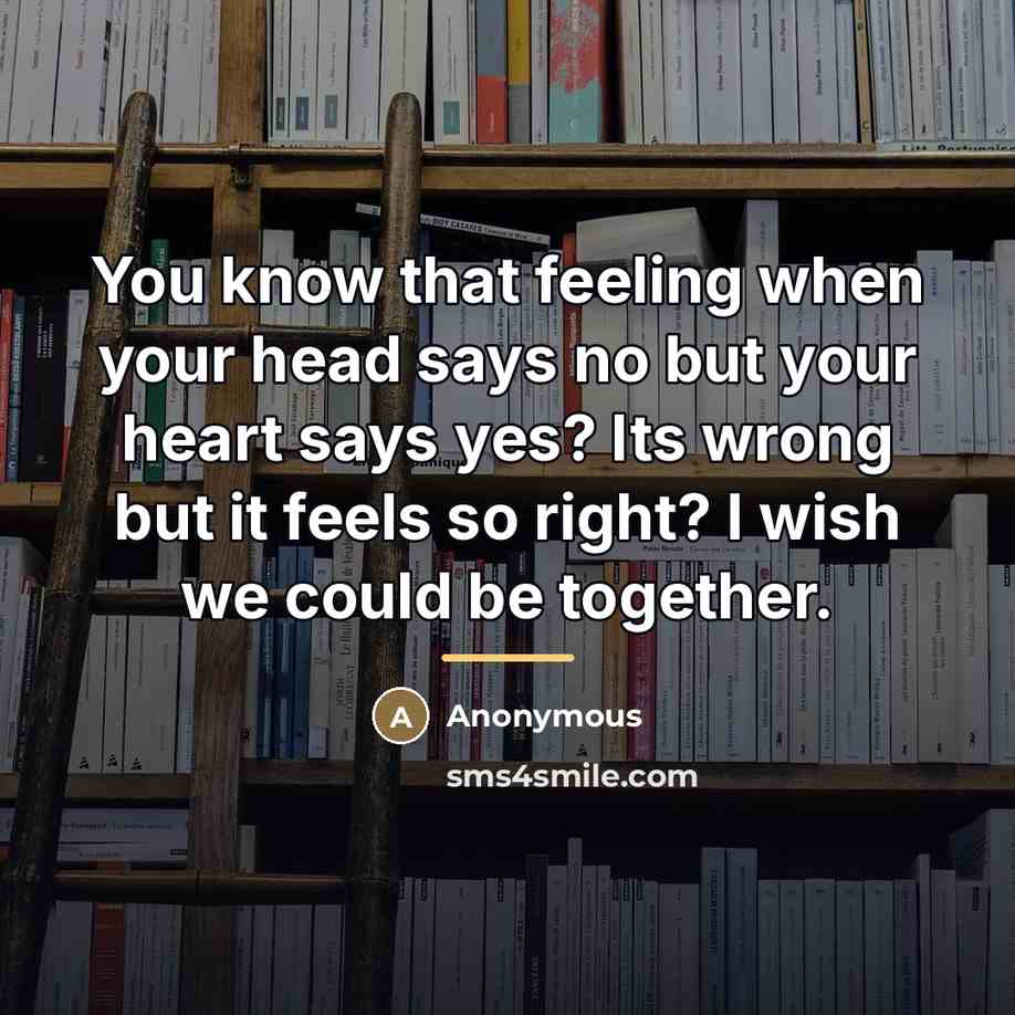 “You know that feeling when your head says no but…” quote by Anonymous