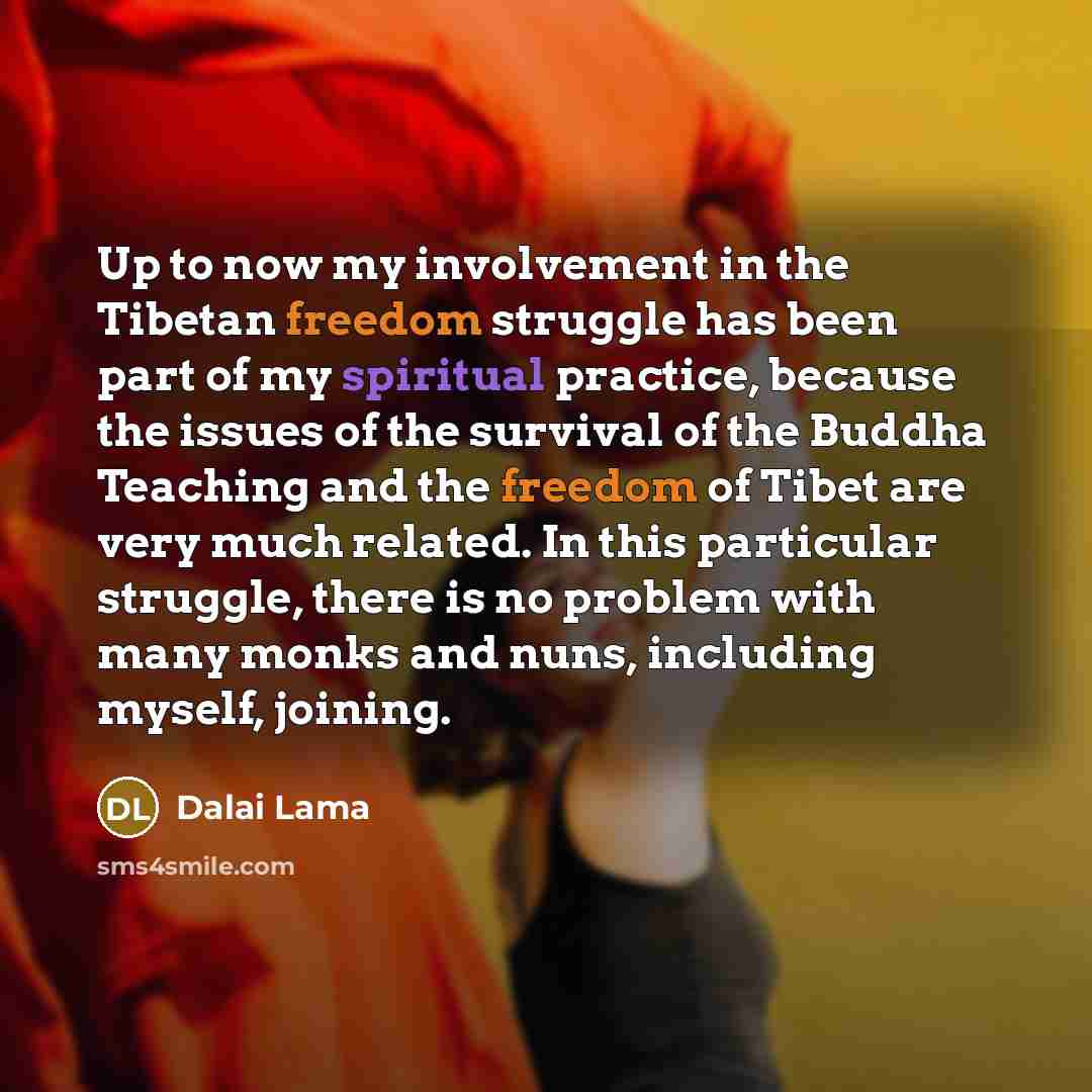 “Up to now my involvement in the Tibetan freedom struggle…” quote by Dalai Lama