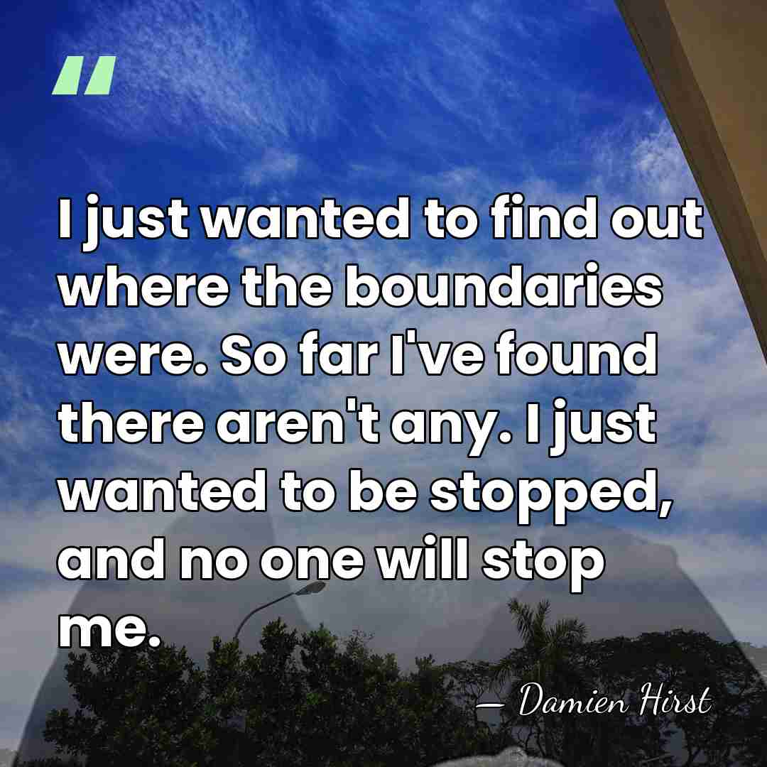 I just wanted to find out where the boundaries were. So far&hellip; - Damien Hirst