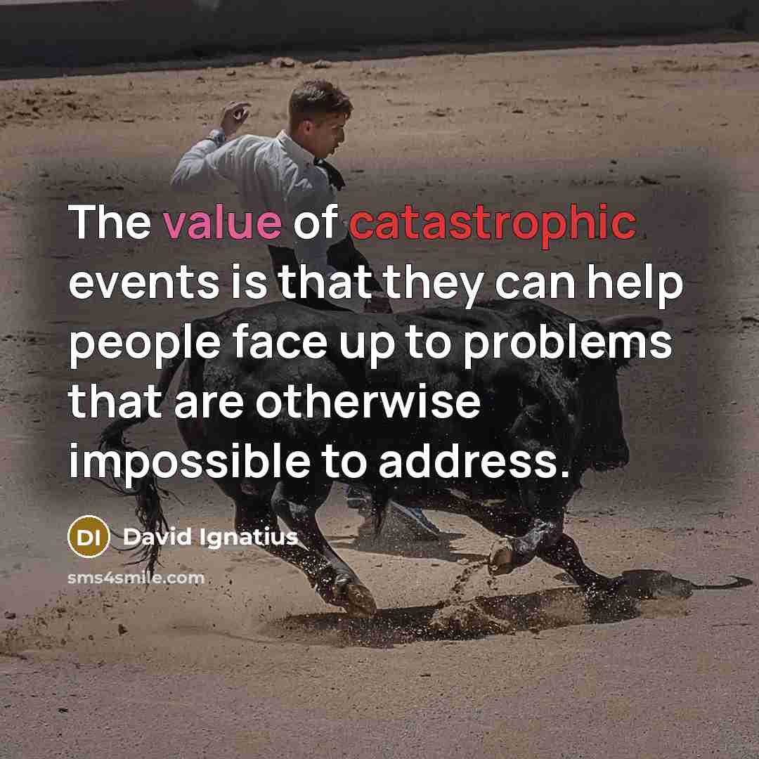 “The value of catastrophic events is that they can help people face up to problems that are otherwise impossible to address.” quote by David Ignatius