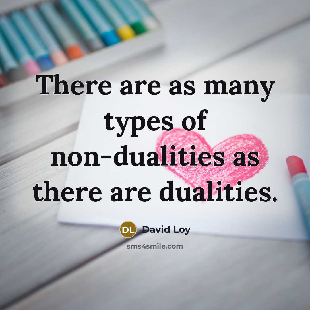 “There are as many types of non-dualities as there are…” quote by David Loy