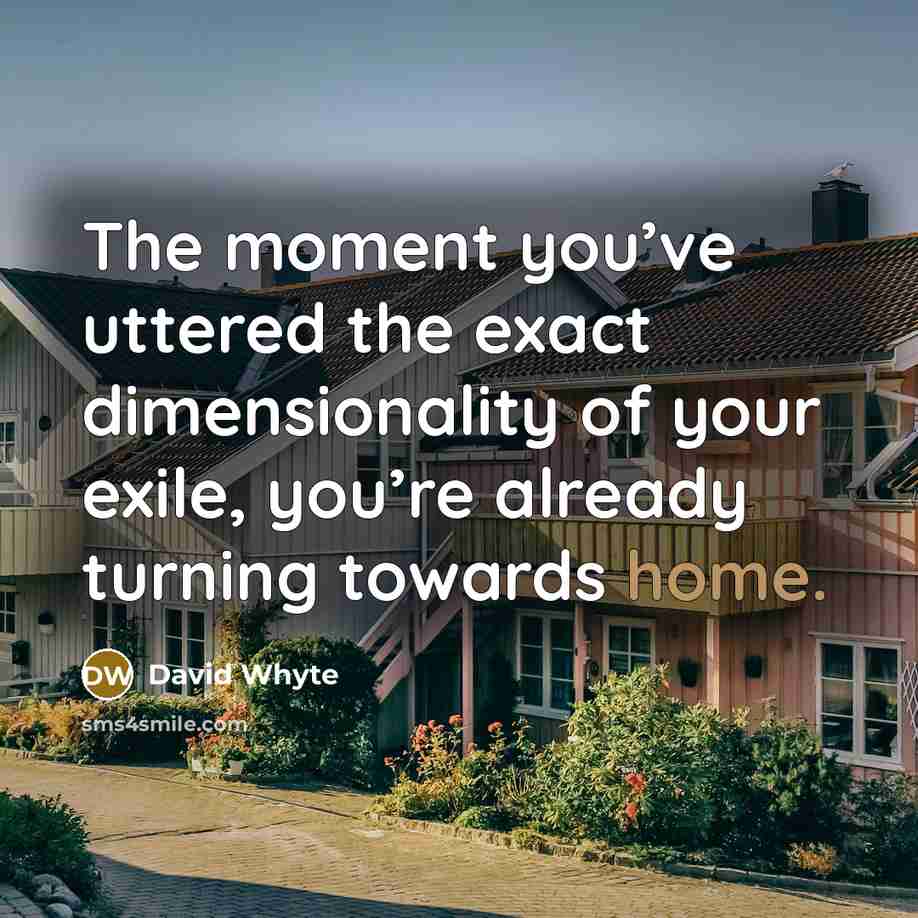 “The moment you’ve uttered the exact dimensionality of your exile,…” quote by David Whyte