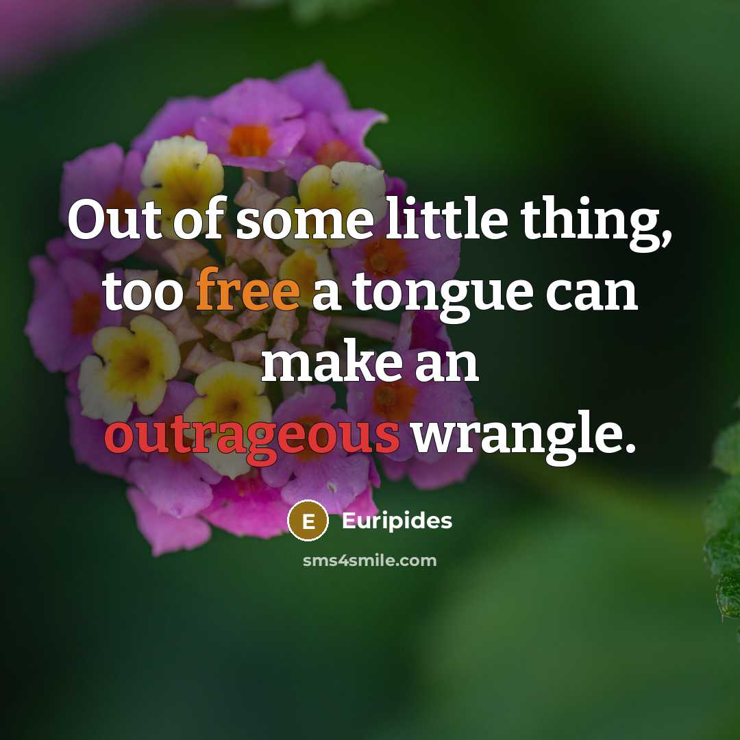 “Out of some little thing, too free a tongue can…” quote by Euripides