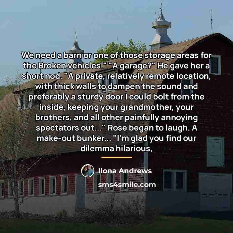 “We need a barn or one of those storage areas…” quote by Ilona Andrews