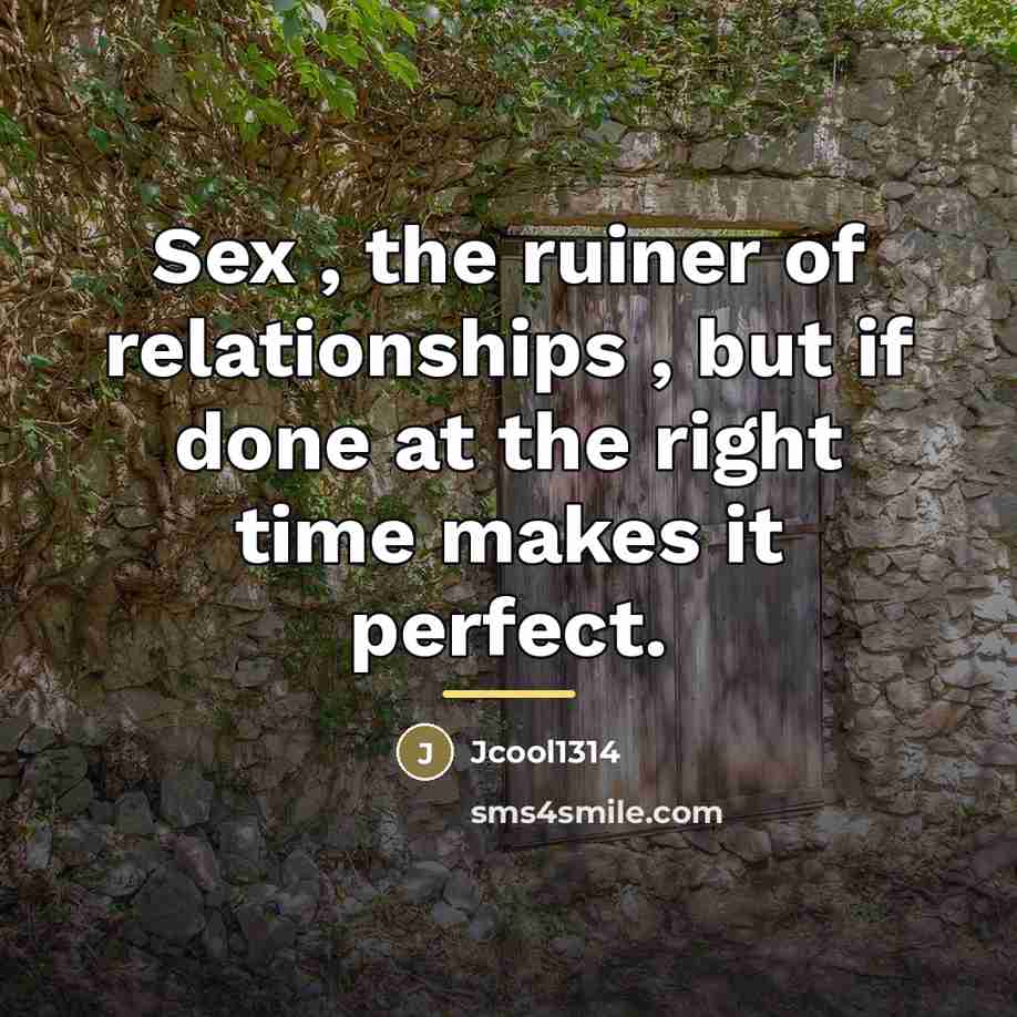 “Sex , the ruiner of relationships , but if done…” quote by Jcool1314