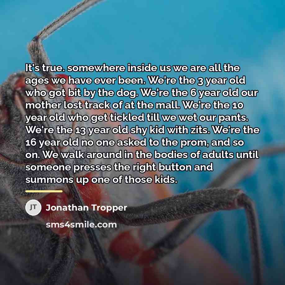 “It's true. somewhere inside us we are all the ages…” quote by Jonathan Tropper