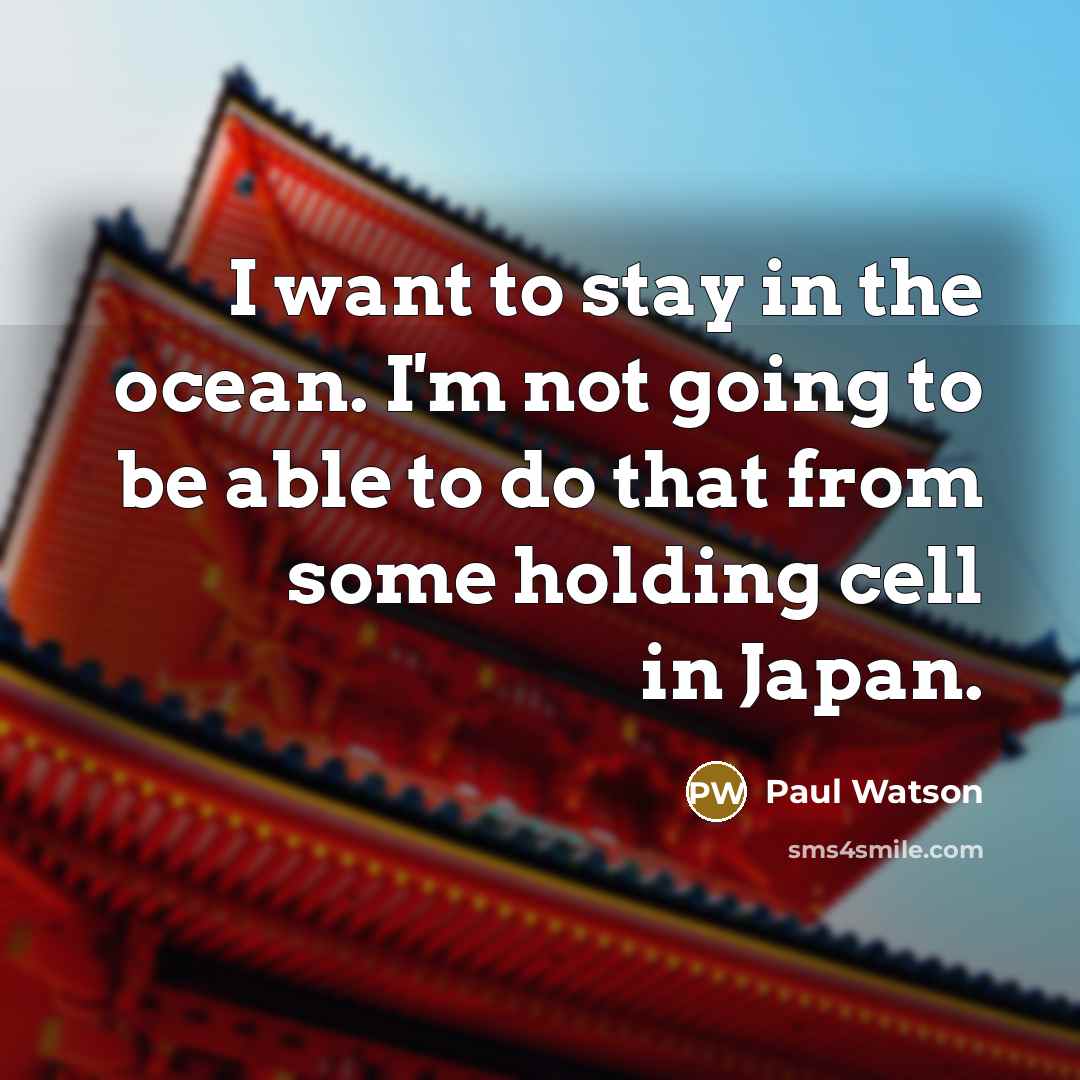 “I want to stay in the ocean. I'm not going…” quote by Paul Watson