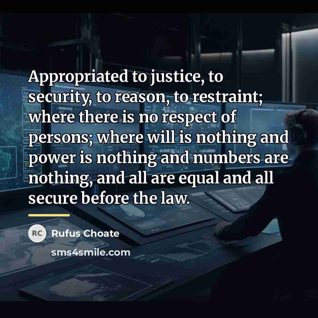 “Appropriated to justice, to security, to reason, to restraint; where…” quote by Rufus Choate