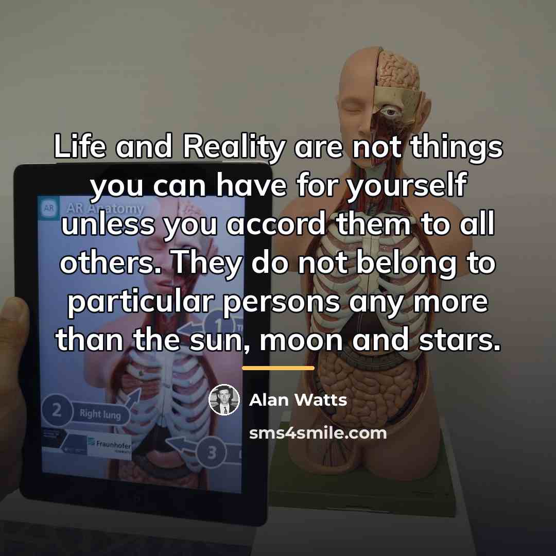 “Life and Reality are not things you can have for…” quote by Alan Watts